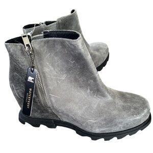 Sorel Joan of Arctic Wedge II Zip Booties 12 Gray‎ Waterproof Rain Leather Comfy